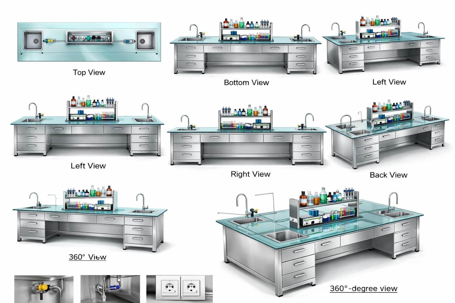 Center island science laboratory table Model LTL-CI-3600G